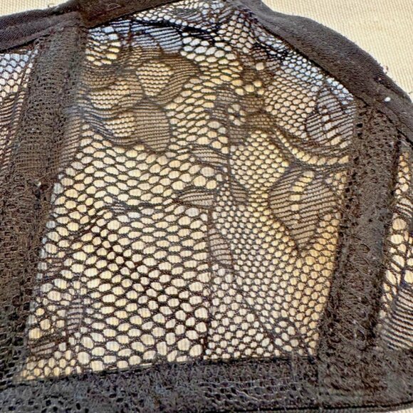 Maison Close Lace Bralette | Size Small | Sheer Black Floral Mesh - Picture 6 of 9